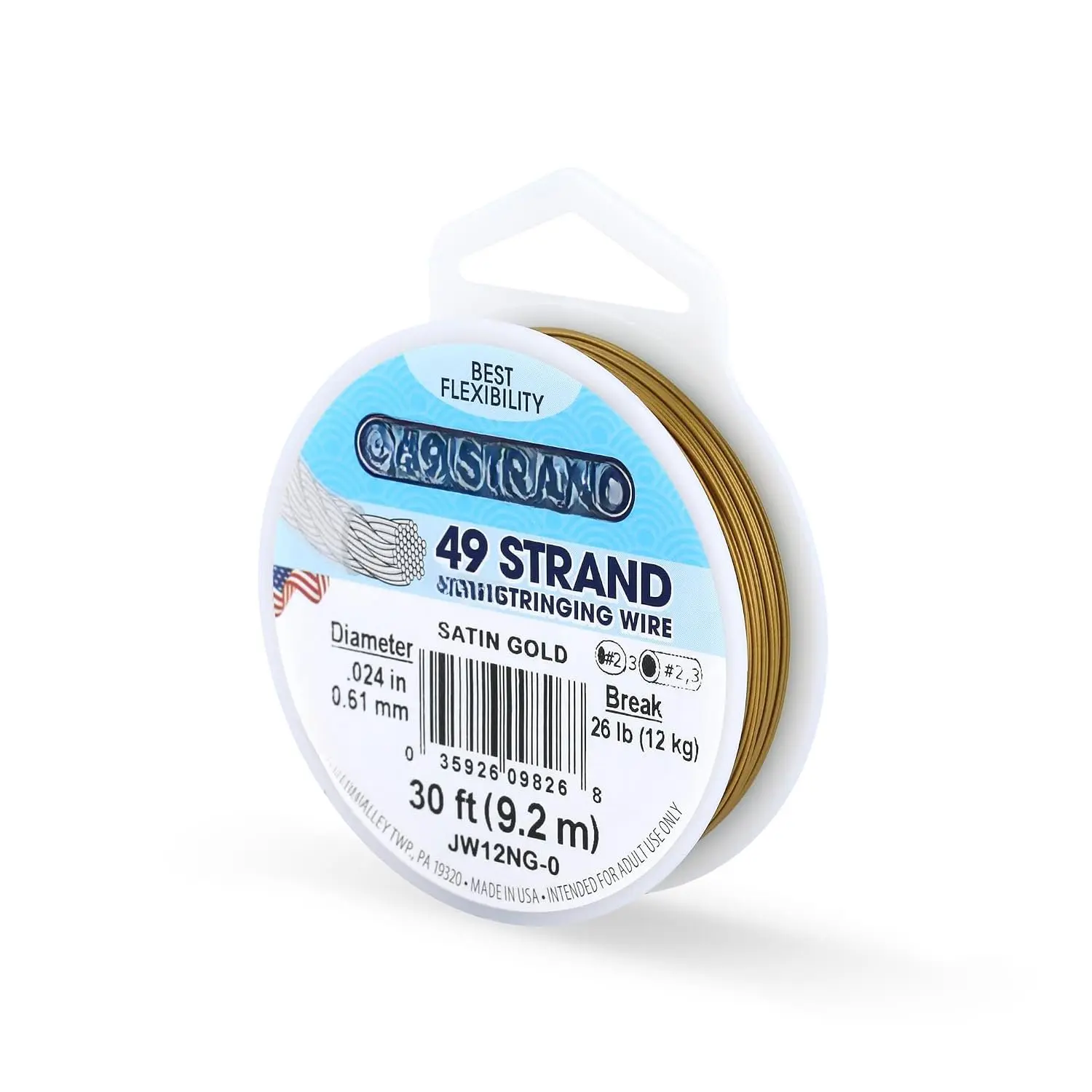 49 Strand Stainless Steel Beading Wire, Satin  - .024in/0.61mm | Stainless steel wire, 49-strand flexible design, beads & , DIY  making, necklaces & bracelets, 30 ft/9.2mm