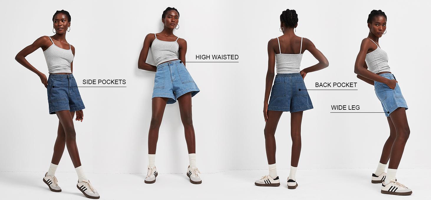 Danedvi Women's Casual Jean Shorts High Waisted Denim Shorts Wide Leg Summer Shorts with Pockets Danedvi Women's Casual Jean Shorts High Waisted Denim Shorts Wide Leg Summer Shorts with Pockets