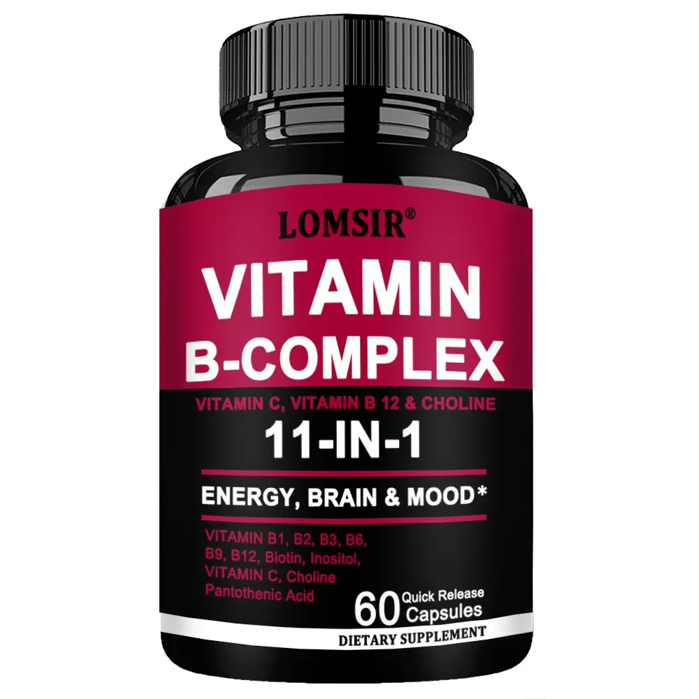 Methylated B Complex - 11-in-1 Formula with B12, Thiamin, Folate, Inositol, Choline & Vitamin C - Supports Energy, Mood & Nerve Health - 60 Capsules