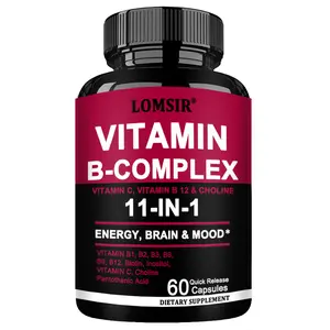 Methylated B Complex - 11-in-1 Formula with B12, Thiamin, Folate, Inositol, Choline & Vitamin C - Supports Energy, Mood & Nerve Health - 60 Capsules