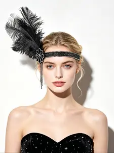 Flapper Headpiece for Women - Flapper Feather Headband 1920s Gatsby Headpiece Vintage Accessories for Women