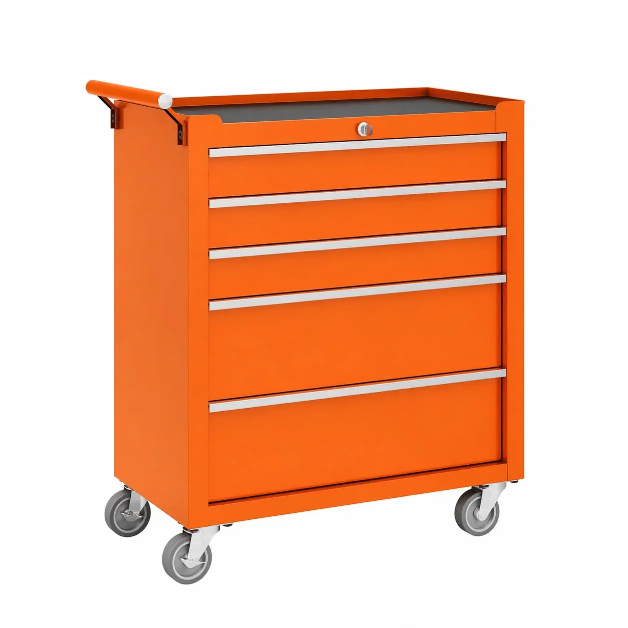 Heavy Duty 5-Drawer Rolling Tool Chest – Lockable Metal Storage Cabinet with Smooth Sliding Drawers, Protective Liner, Side Handle – Mobile Tool Organizer for Garage, Workshop, Warehouse