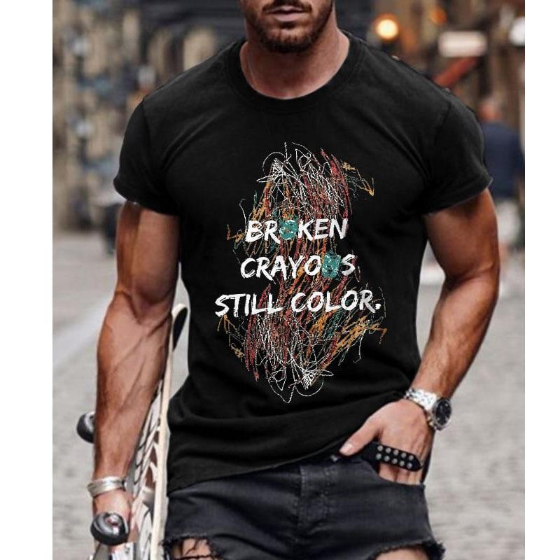 15-Color Crew Neck Printed T-Shirt - Western-Style Cross-Border Summer Bestseller - Pure Cotton, Casual, Versatile, and Stylish Short-Sleeve Men's Top