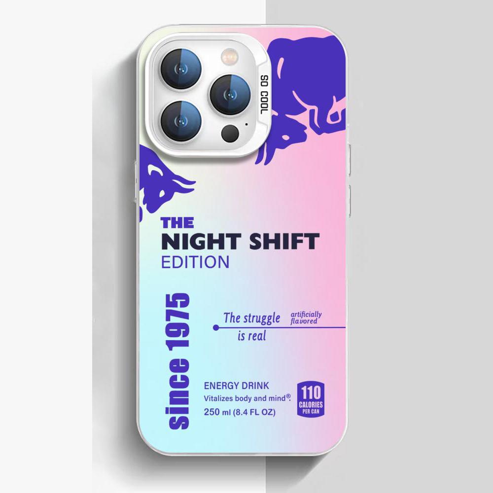 Rainbow Silver-Finish Phone Case with Red Bull Energy Drink Design — Compatible with iPhone 16 / 15 / 14 / 13 — Shockproof Silicone Gradient Back Cover