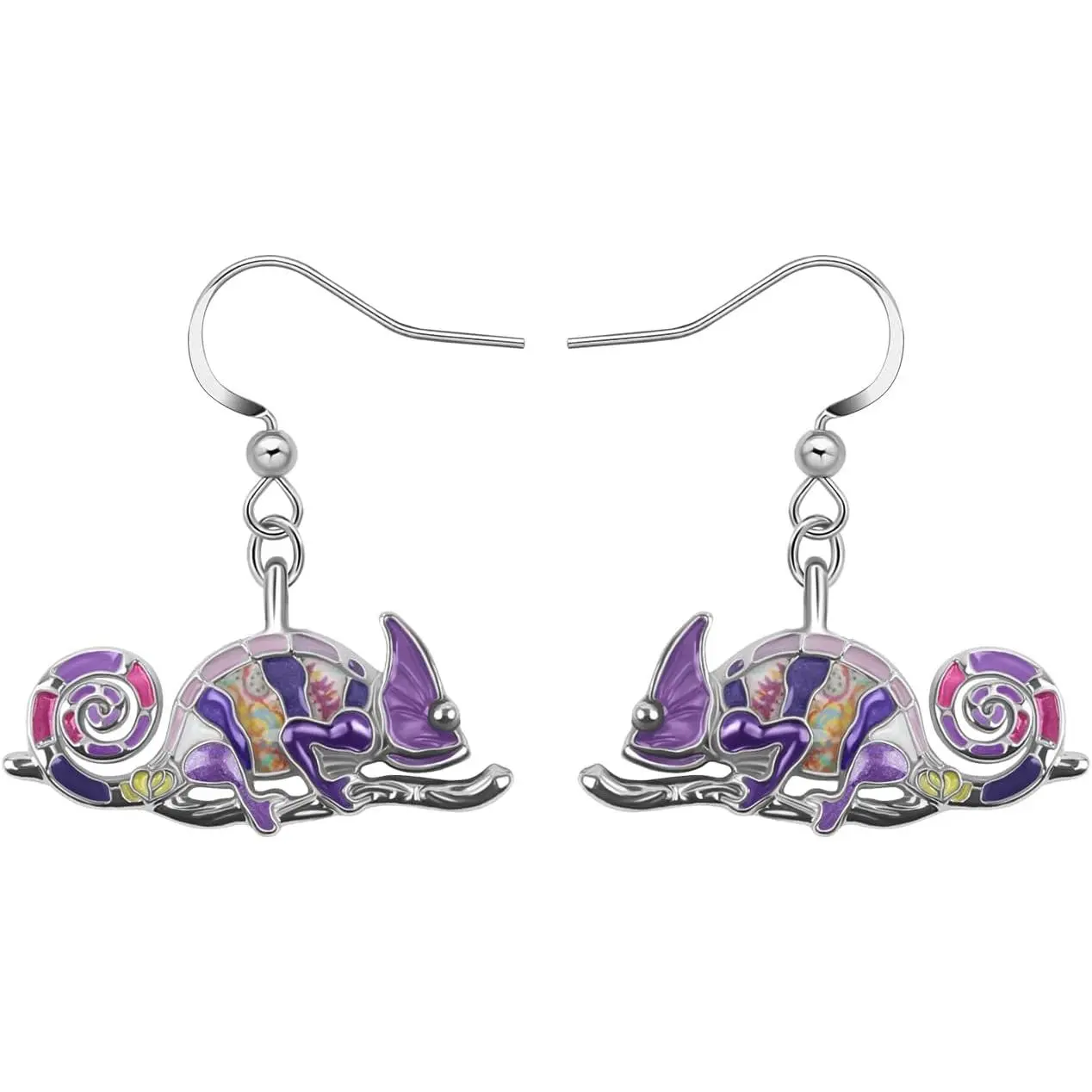 Enamel Alloy Tropical Lizard Chameleon Earrings Dangle Weird  Charms Fun  Quirky Gifts for Women