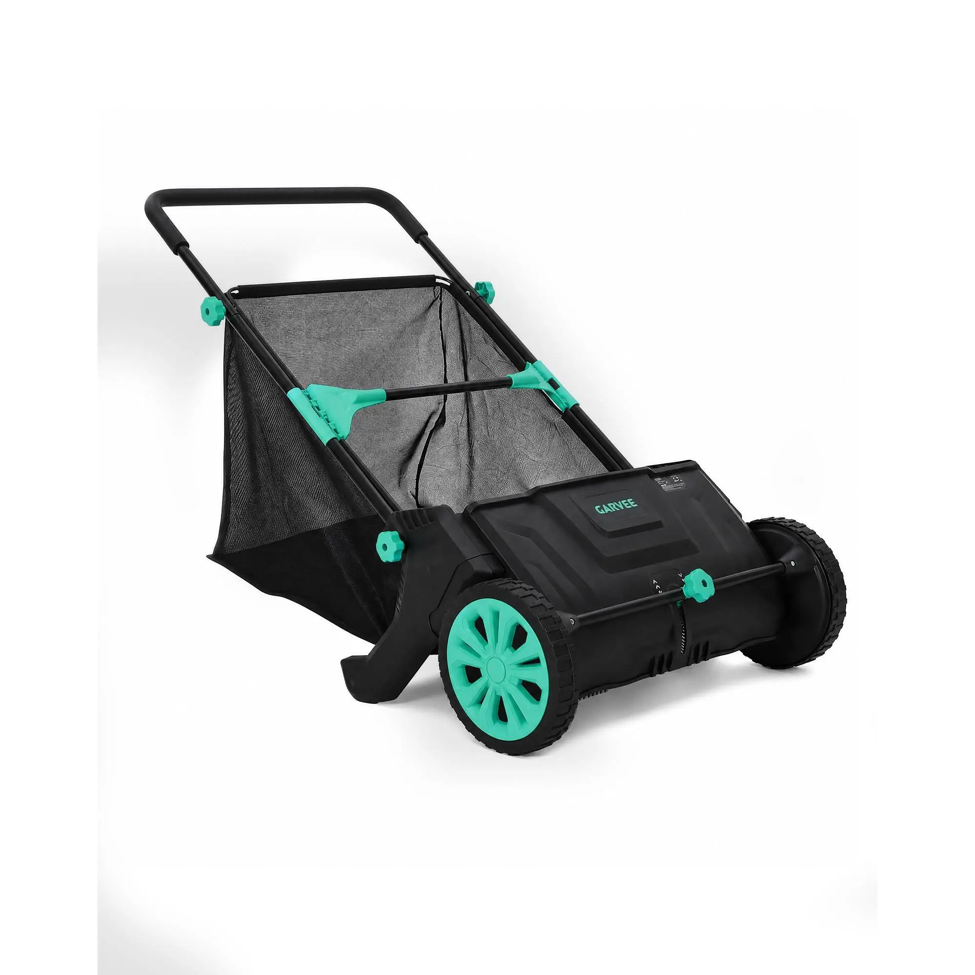 【Summerfinds】Garvee Manual Push Lawn Sweeper 26" Leaf & Grass Collector 3.5 Cu. ft. Hopper Bag, Dual Spinning Brushes & Adjustable Brush Height, Ideal for Leaves, Grass Clippings, Yard Debrisv