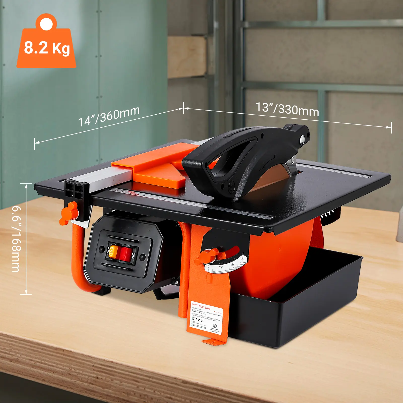 7 Inch Wet Tile Saw with Water Reservoir – 6500 RPM Pure Copper Motor, 0-45° Bevel Cuts – Portable Tile Cutter for Ceramic, Porcelain, Stone – Professional Wet Rotary Tool