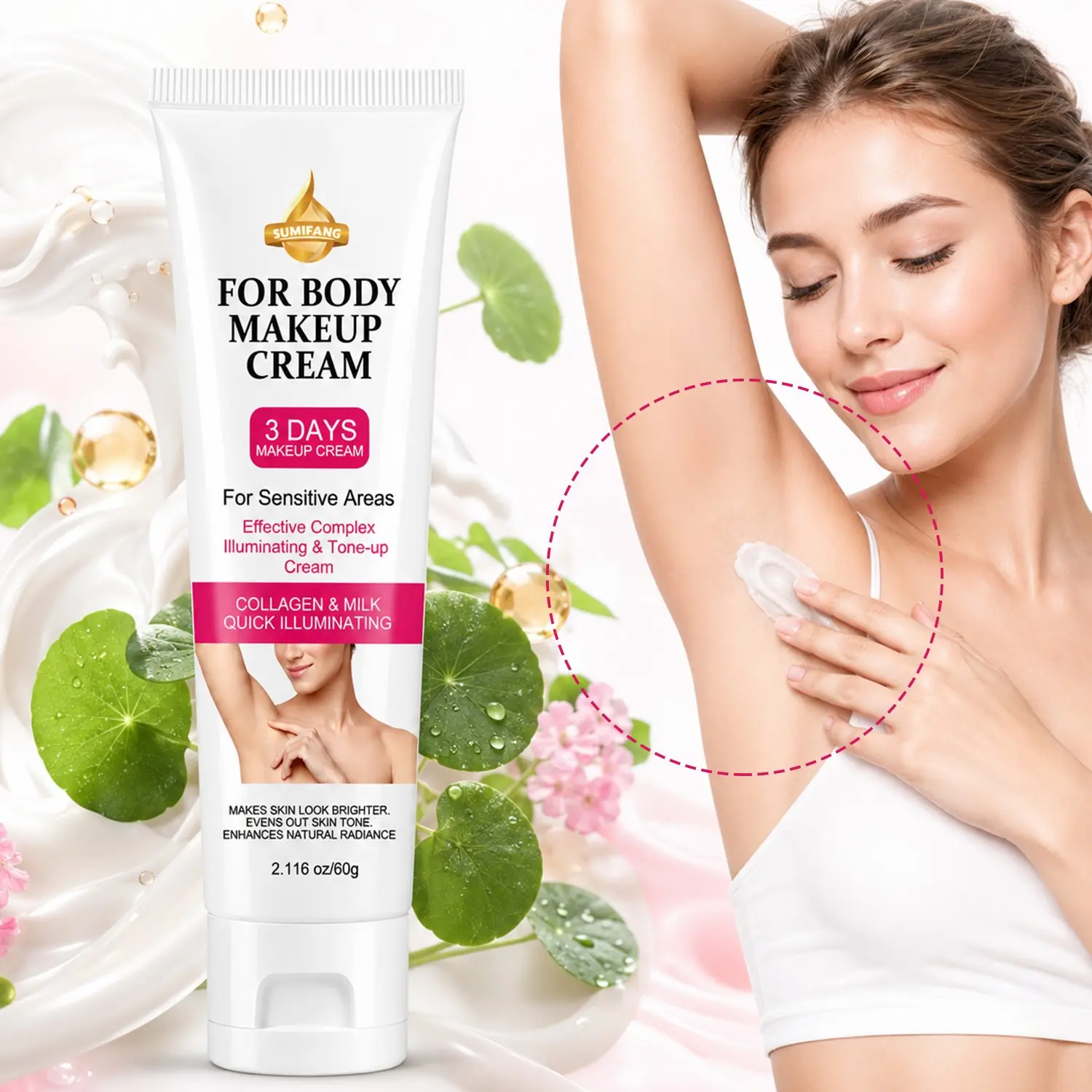 Brightening Cream - Contains vitamin C, niacinamide, and snow grass, as well as the vitality of personal parts and armpits, and illuminates the Light Beige inside the buttocks and thighs