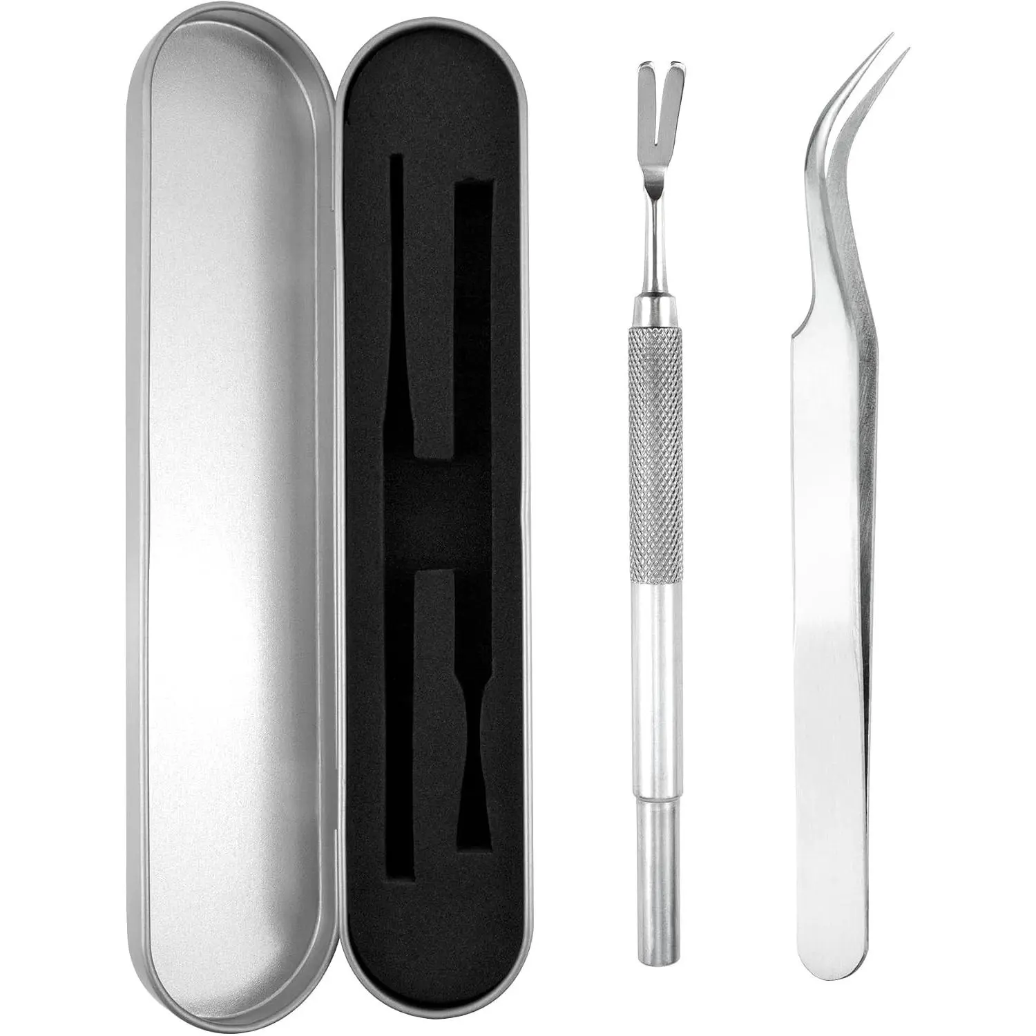 2 PCS Tick Removal Tool Kit for Dogs Cats Humans Stainless Steel Tick Remover Tweezers with Storage Box
