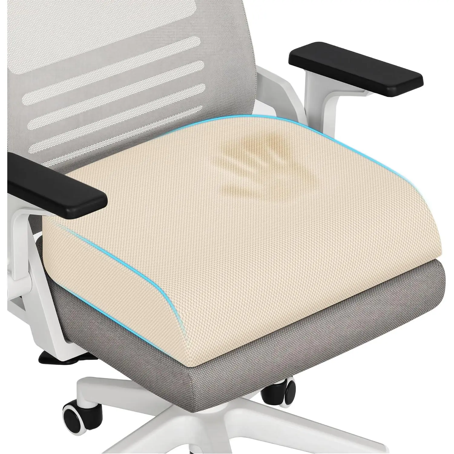Large Seat Cushion, Cushion for Long Sitting Hours on Office Chair, Home & Car, Non-Slip Chair Pad for Relieving Back & Sciatica & Hip & Coccyx Pain (Khaki)