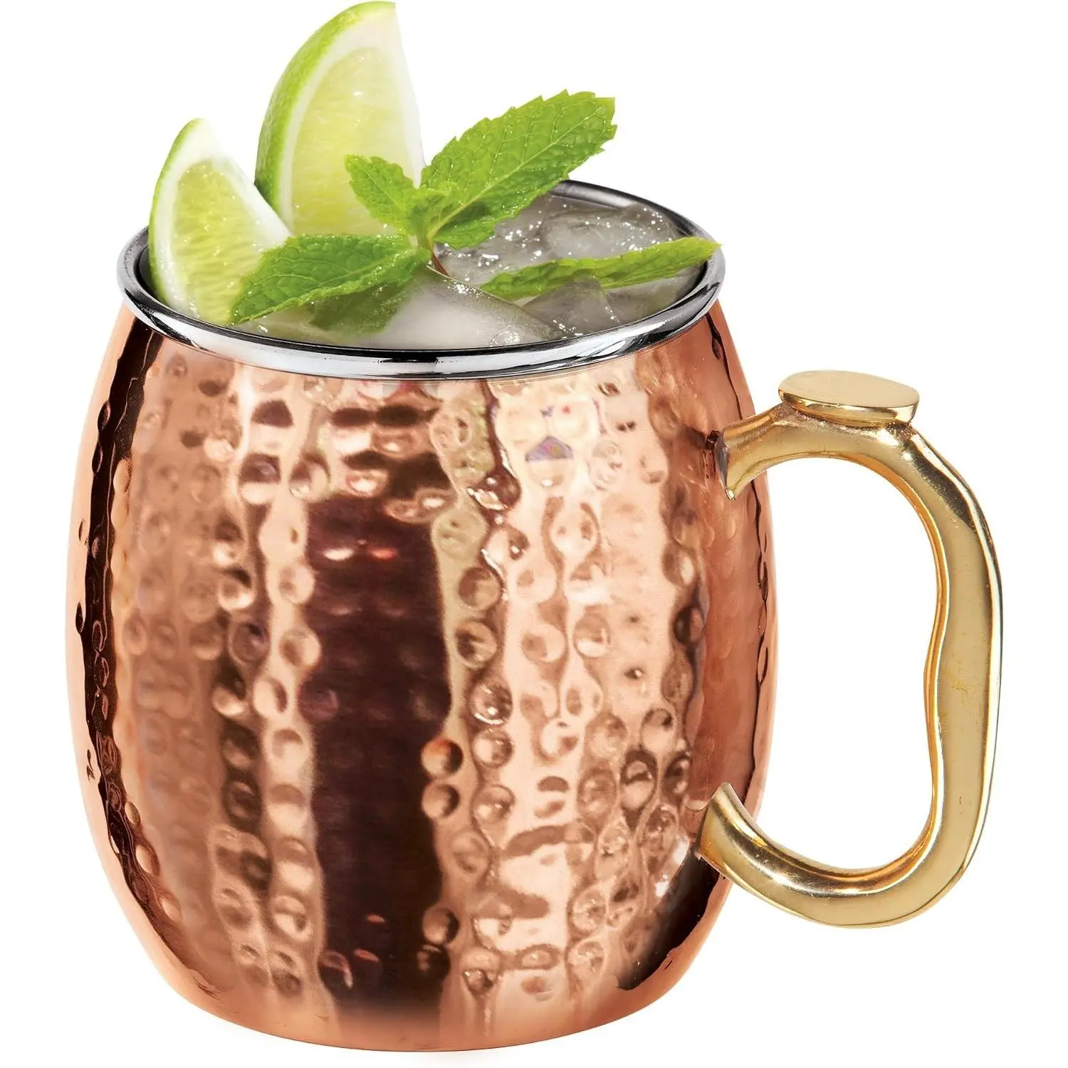 Oggi Hammered Copper Plated Moscow Mule Mug with EZ-Grip Handle, 18 Ounce