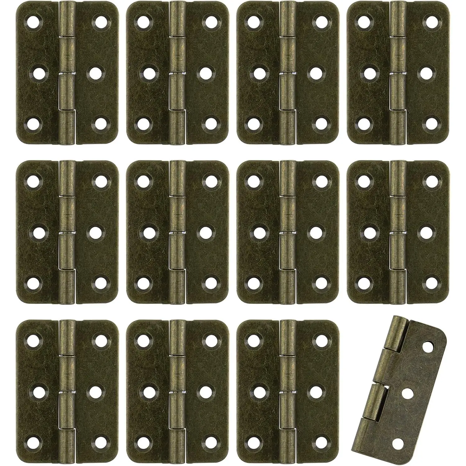 12 count 2 Inch  Door Hinges, Antique Bronze | Hardware  Hinges Iron Folding  Hinge with Screws for Cabinet Drawer Door    Box