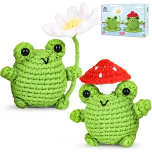 Crochetta Crochet Kit for Beginners, Beginner Crochet Animal Kits for Adults with Step-by-Step Video Tutorials, DIY Knitting & Crocheting Craft Hobbies Supplies, 2 Pack Frog Amigurumi(40%+ Yarn)