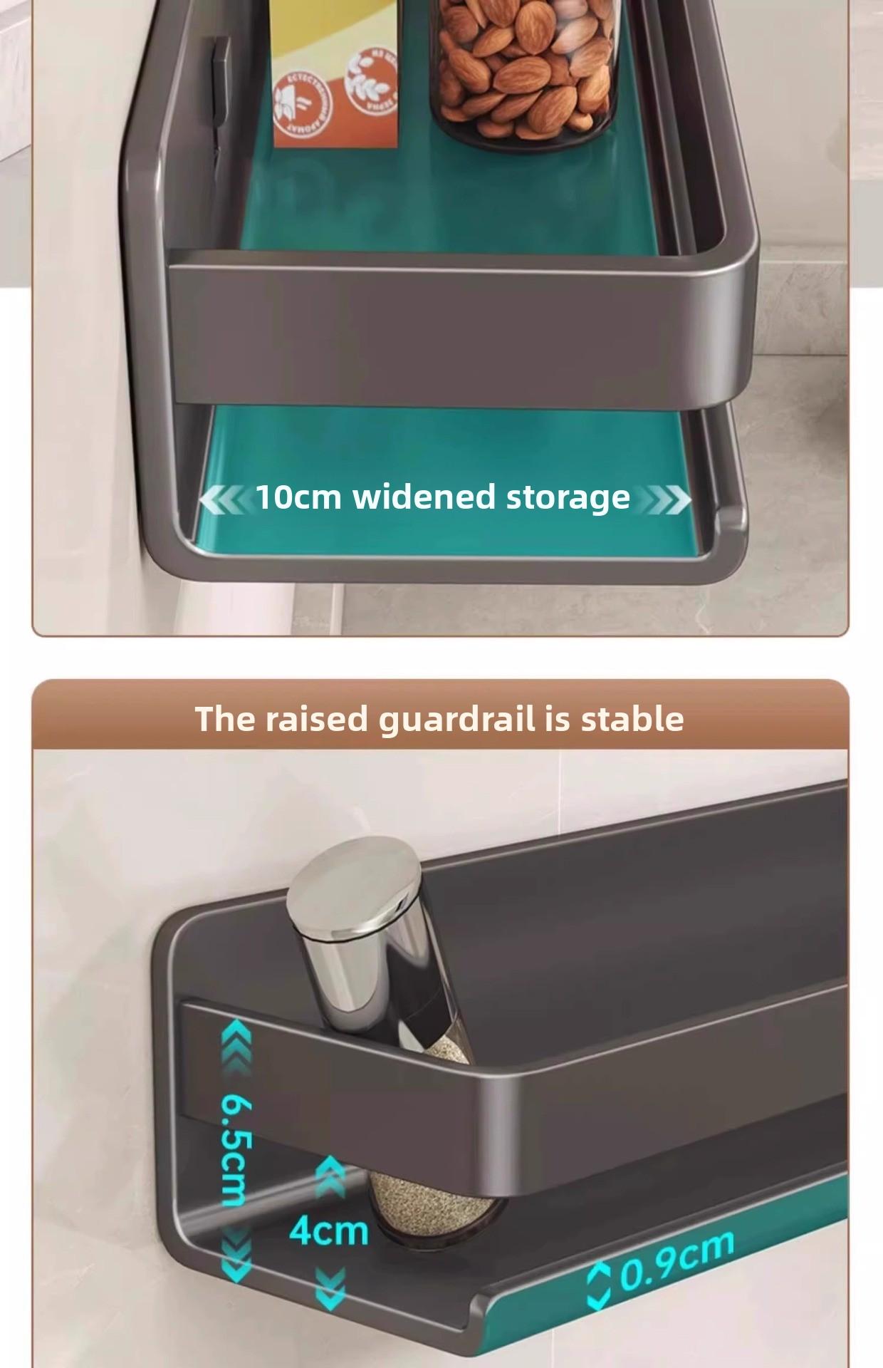 Kitchen storage rack, seasoning shelf, punch-free wall-mounted multifunctional hanging rack for condiments on the wall