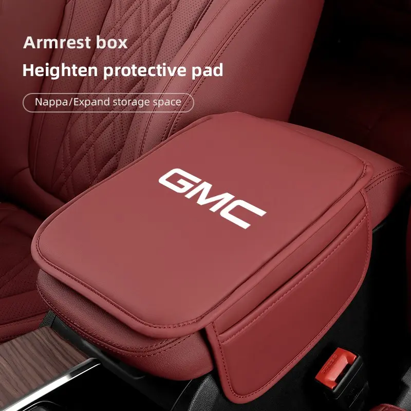 Car Center Console Armrest Box Mat Leather Cushion Protector Cover For GMC Terrain Sierra Canyon Yukon Acadia Savana Denali AT4 Granite