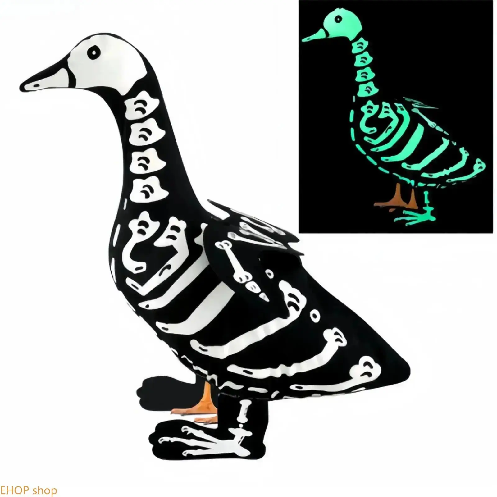 Glow-In-The-Dark Skeleton Pumpkin Figurine, 23-Inch Plastic Cement Costume Accessory, Plain Halloween Decoration for Outdoor Patio Yard Porch Spooky Holiday Display