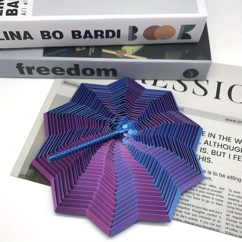 3D Printed Retractable Fractal Hexagon Fidget Toy Interlocking Layers Smooth Spinning Sensory Tool for Focus Mindfulness Adults Teens Cross-Border Christmas Birthday Gift Multi-Color