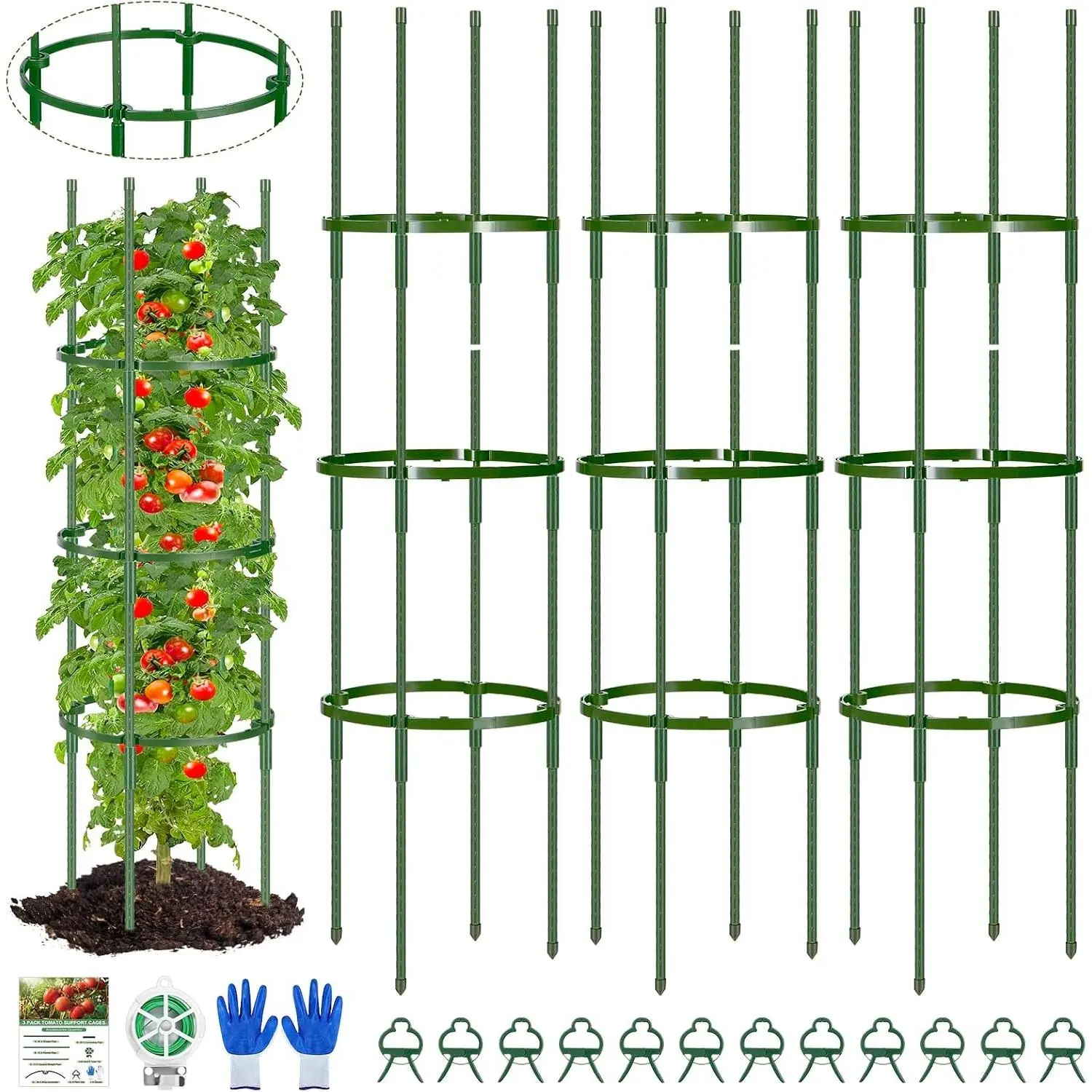 Garden Trellis, New Widened 3 Pack Tomato Cage For Garden, Up To 57'' Heavy-Duty Plant Support Tomato Trellis, Adjustable Height Tomato Stakes,Climbing Vines Flowers Stands Cucumber Trellis Plant Cage