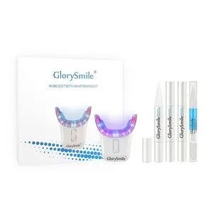GlorySmile Home Teeth Whitening Kit 32 Red and Blue LEDs BPA-Free Non-Peroxide PAP Gel Removes Coffee and Tobacco Stains