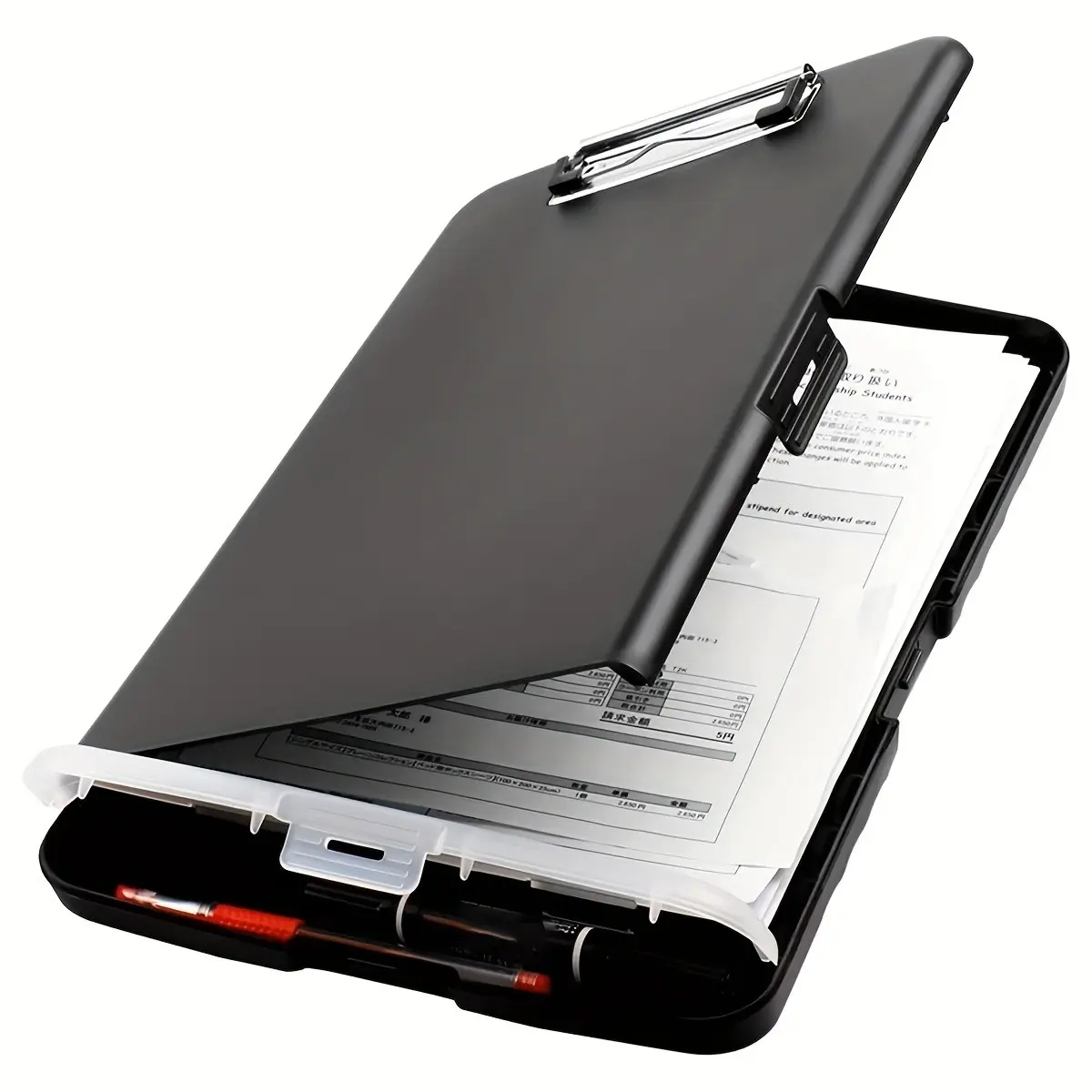 Large A4 Waterproof File Box with Pen Holder, Desktop Plastic File Organizer, Writing Board Storage, Storage File Boxes, Office Supplies Essential