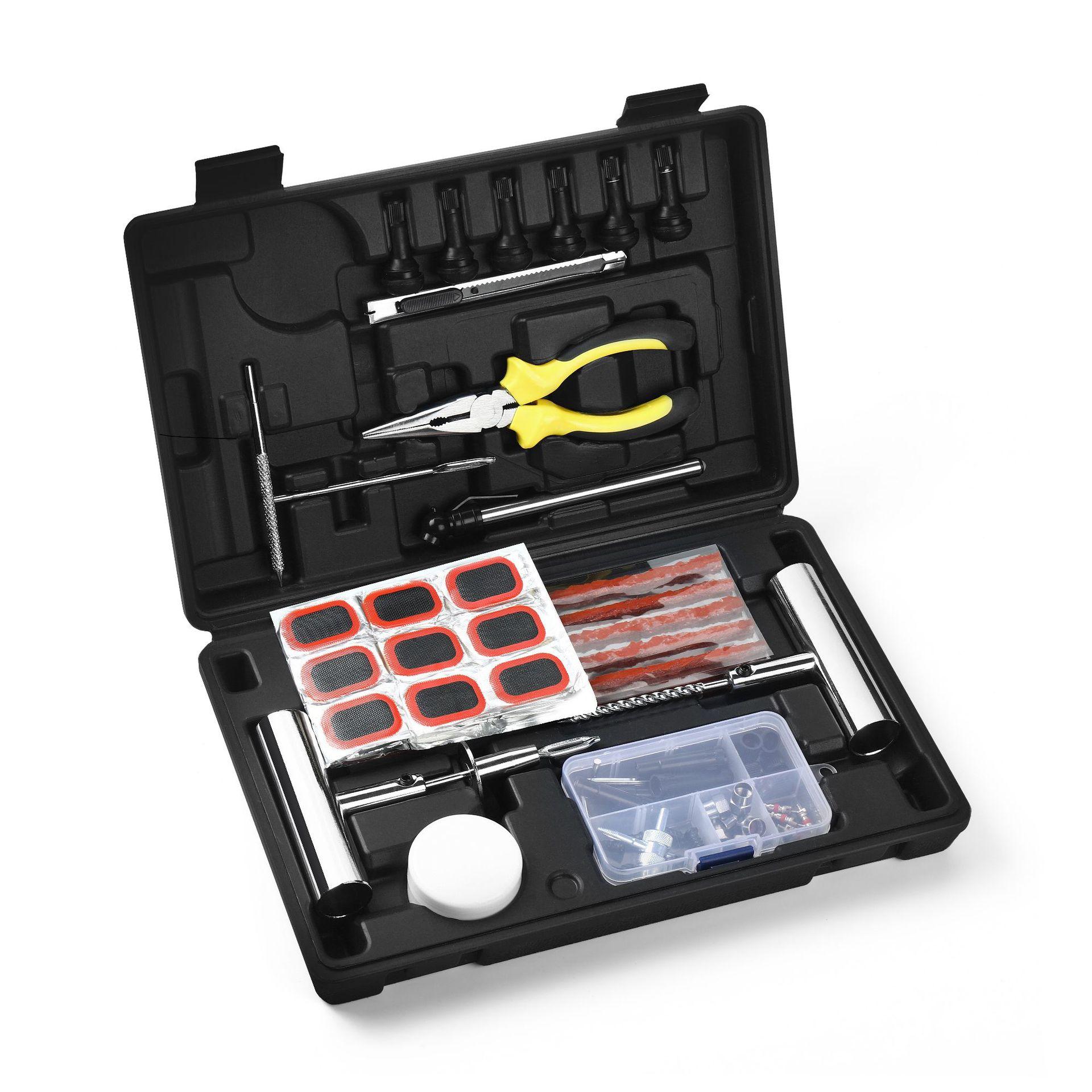 148-Piece Complete Tire Repair Kit for Vacuum Tires Car Motorcycle Electric Bike Emergency Fix Tool Box Set