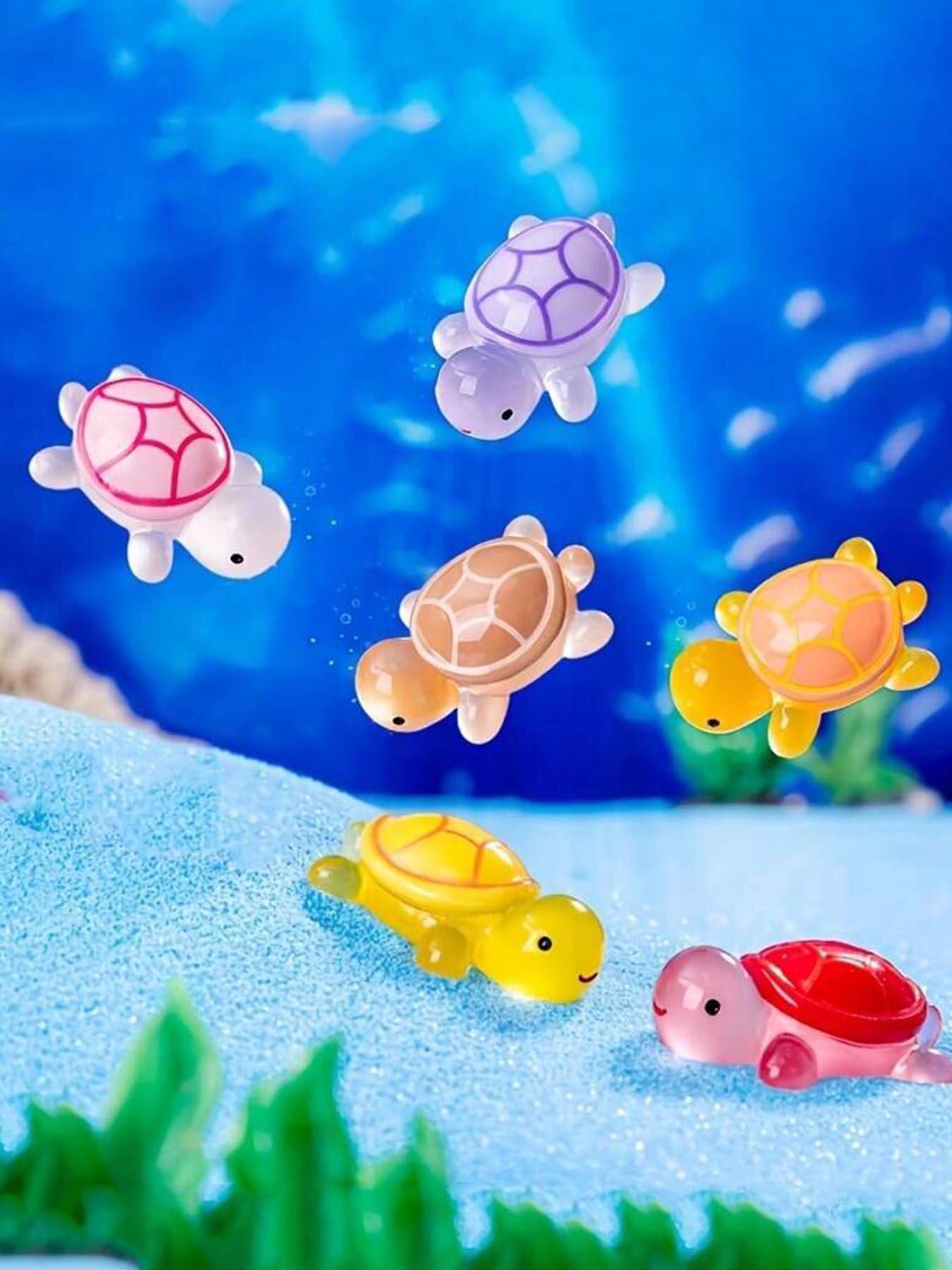 30Pcs Luminous 3D Turtle Figurines, Glow in the Dark Colorful Translucent Plastic Ornaments for DIY Crafts, Party Favors, Beach & Holiday Decor, Cute Gifts for Kids
