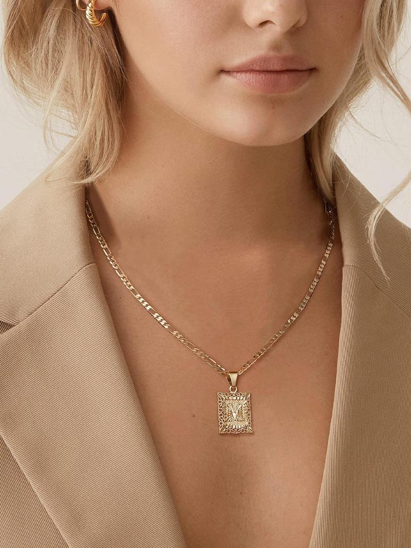 Letter A-Z Pendant Necklace for Women & Men, Punk Style Jewelry for Party, Daily Clothing Decor, Trendy All-match & Exquisite Jewelry for Birthday Gift