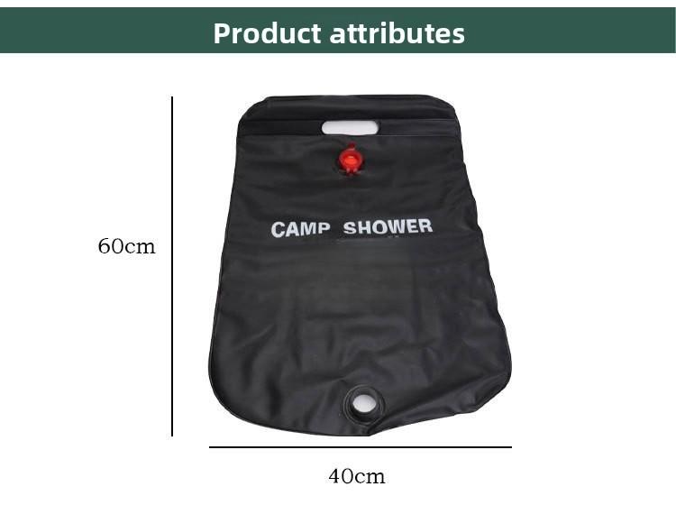 Outdoor camping shower bag 20L solar hot water bag for outdoor bathing and showering, portable shower and water storage bag