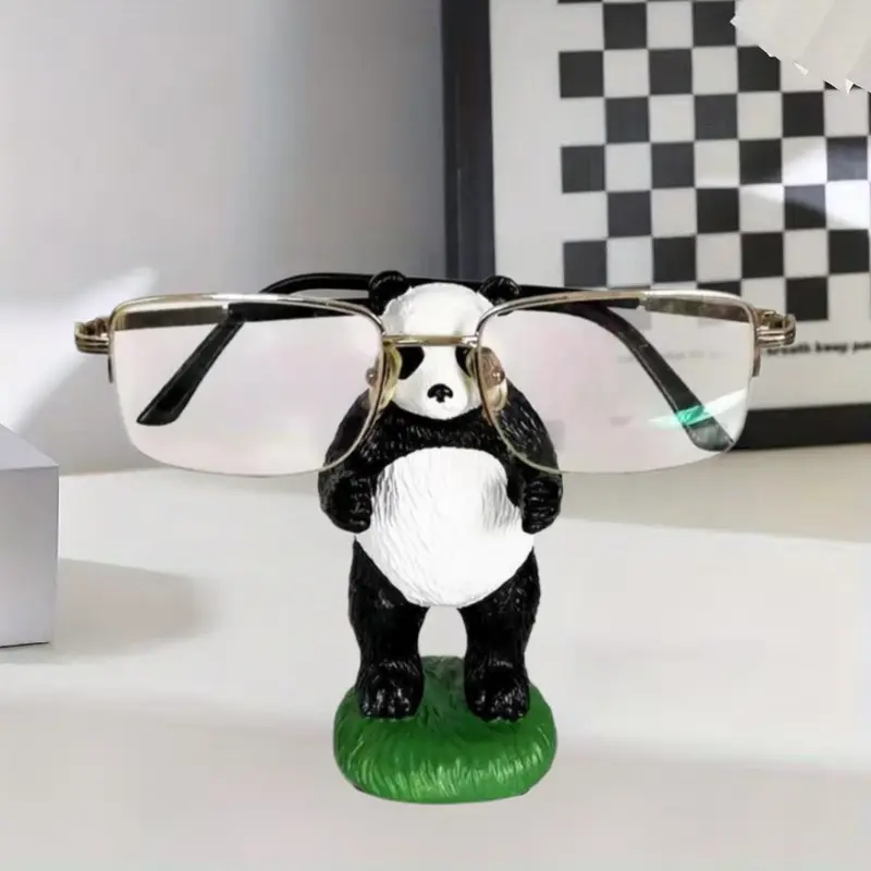 Panda Eyeglass Stand, Desktop Glasses Storage Holder, Cute Panda Ornament, Home Decor, Glass Display Organizer, Resin Crafts, Perfect Student Desk Decor Gift, Sculpture