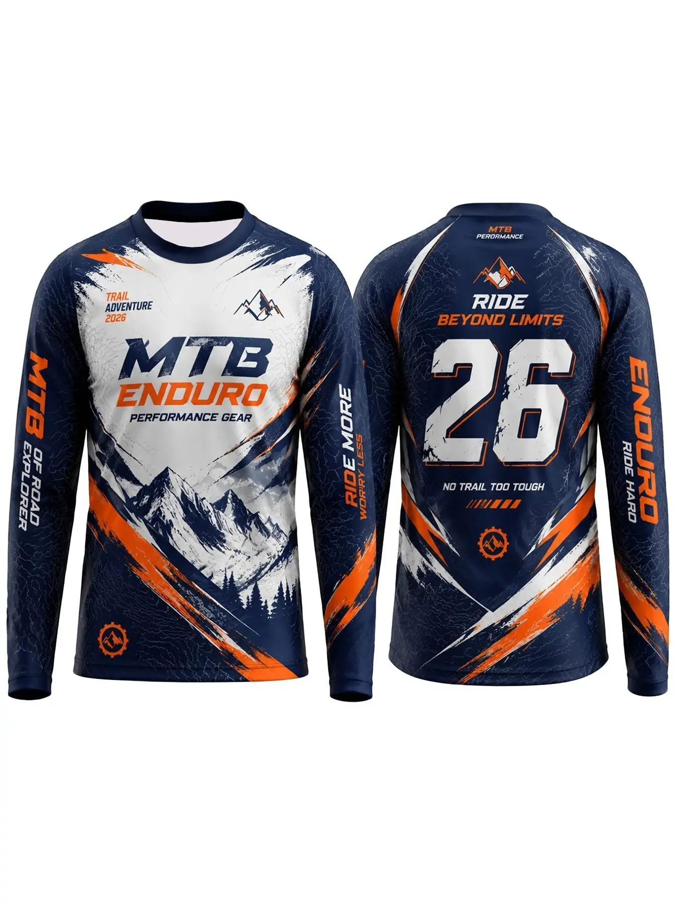 MTB Enduro Series Long Sleeve Cycling Jersey Sleeve OFF-Road Riding Slogans Back RIDE BEYOND LIMITS Words Off-Road Sports Lovers Perfect For Trail Cycling, Enduro Racing, Outdoor Motocross Sports And Casual Outdoor Daily Wear Casual Sporty Top