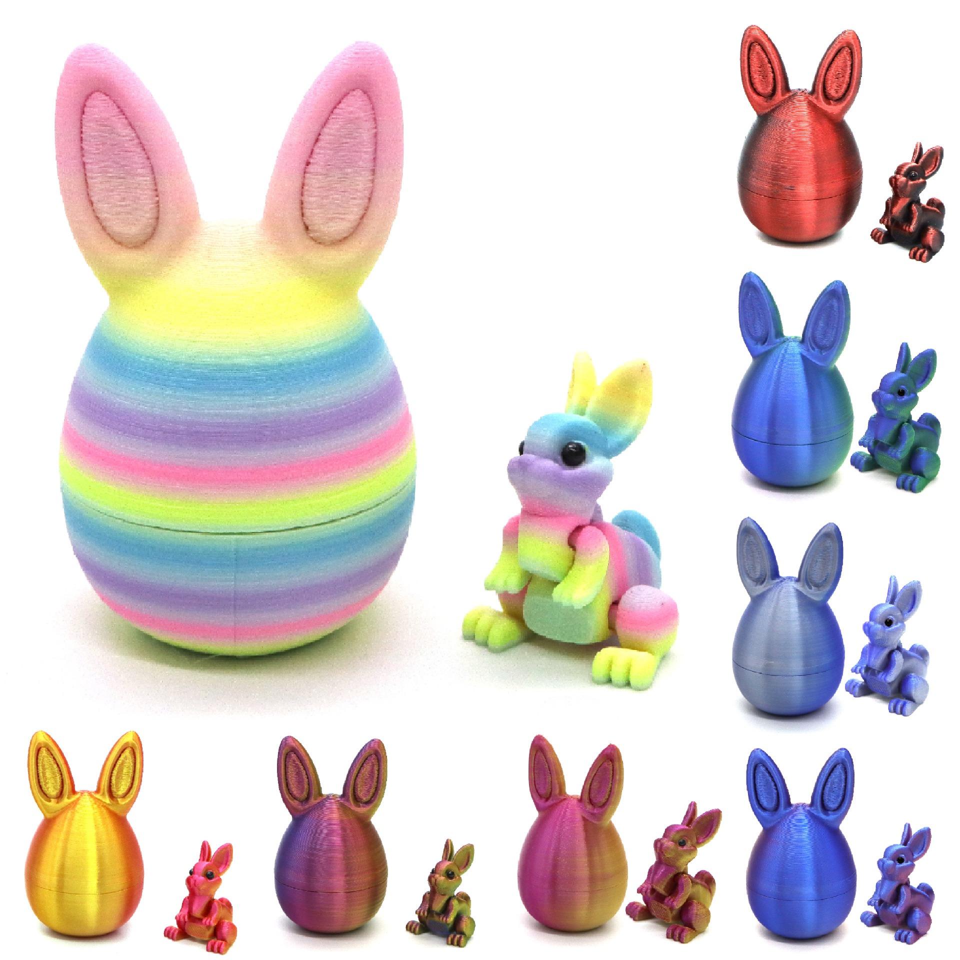 3D Printed Easter Eggs with Bunny Inside,Easter Basket Stuffers,Articulated,Flexible,Easter Gifts Home Executive Desk Decor,Easter Surprise Rabbit Eggs