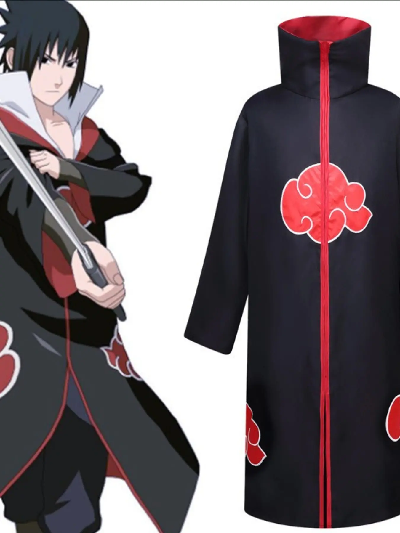Anime Adult Costume Ninja Naruto Akatsuki Stand Collar Single Cape Organization Cape Cloak Coat Anime Clothing