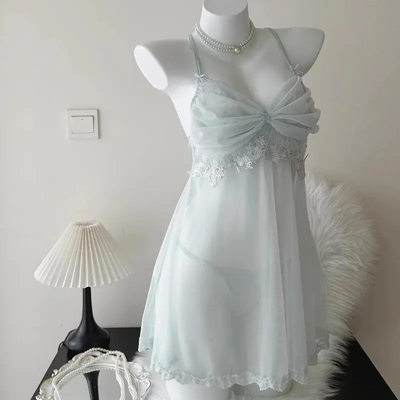 Women's Chic Loose-Fitting 1-Size Underwired Mesh Lace Transparent Nightgown - 2026 New Summer Panty-Inclusive Sleep Dress, Loungewear Clothes