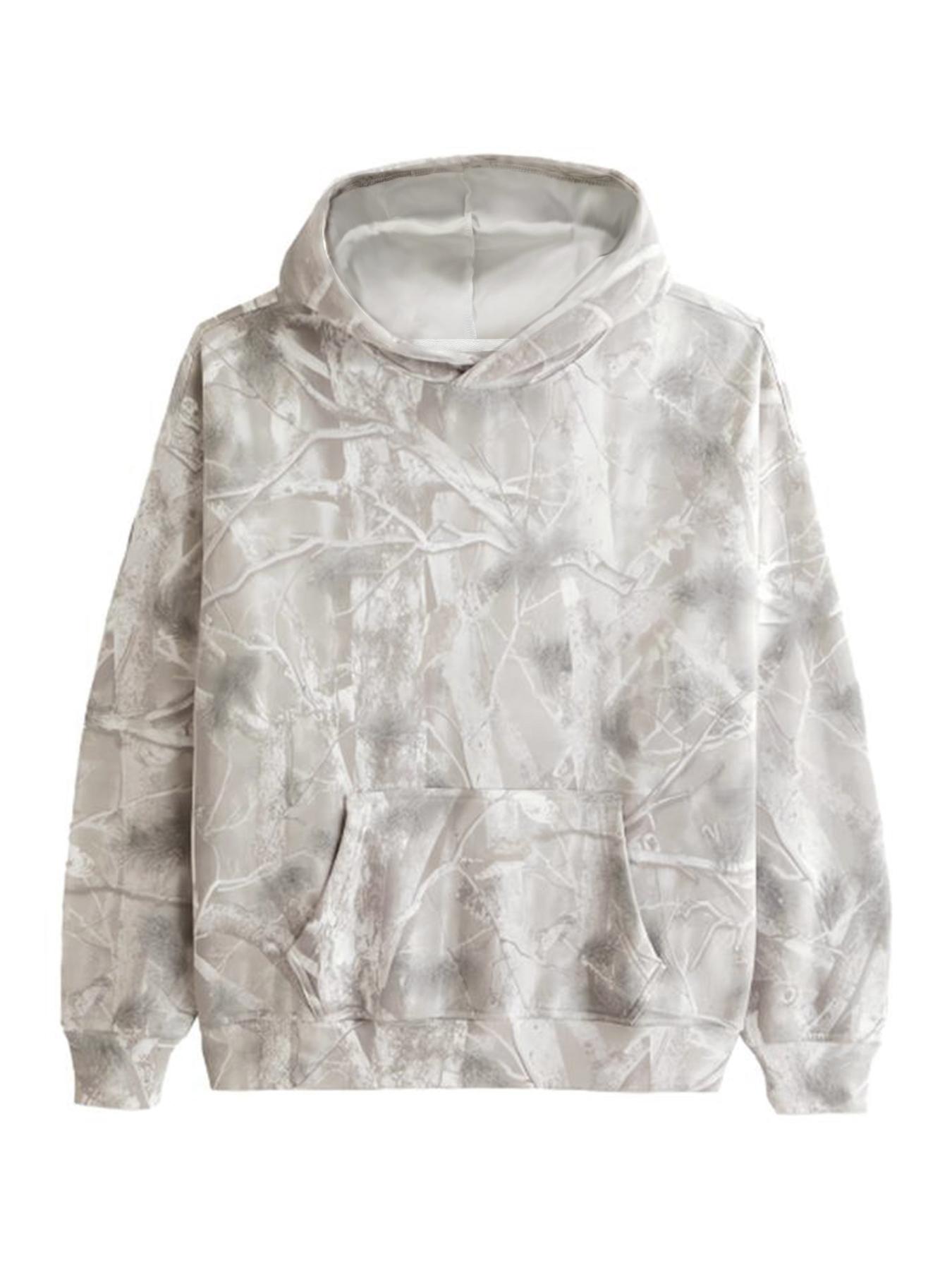 Unisex Casual Branch Print Hoodie, Loose-Fitting Long Sleeve Pullover, Graduation & Back-To-School Wear, Fall Streetwear, Sweatshirts