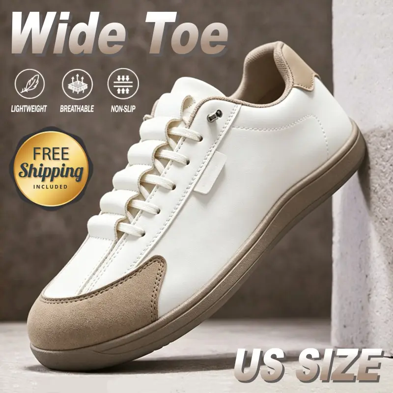 Men's Wide Toe Sneakers, Casual Nonslip Flat Trainers for Simple Daily Walking and Sports Training, Sneaker, Sports Shoes, Simple Fits, Synthetic, Closed, Adjustable Lace-Up Casual Trainers, Flat-Bottom Casual Trainers