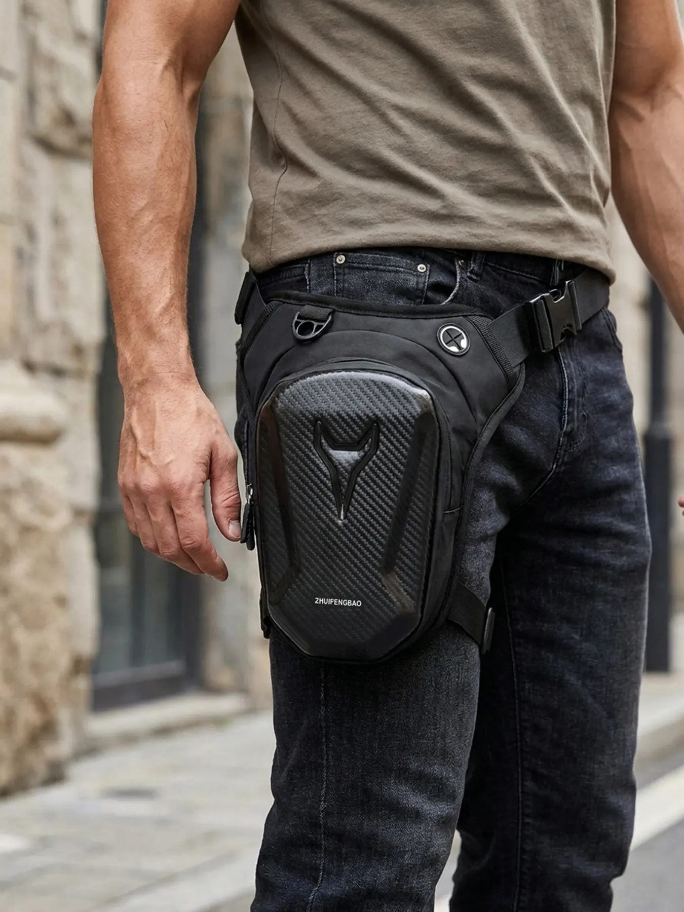 Daily Commute Riding Waist Pack, Light Motorbike Thigh Hip Storage Bag, Robust Wearproof Fabric Belt Bag, Furnished With Thick Cushioned Adjustable Strap & Single Zipper Dividers, Fit Scooter And Motorbikes
