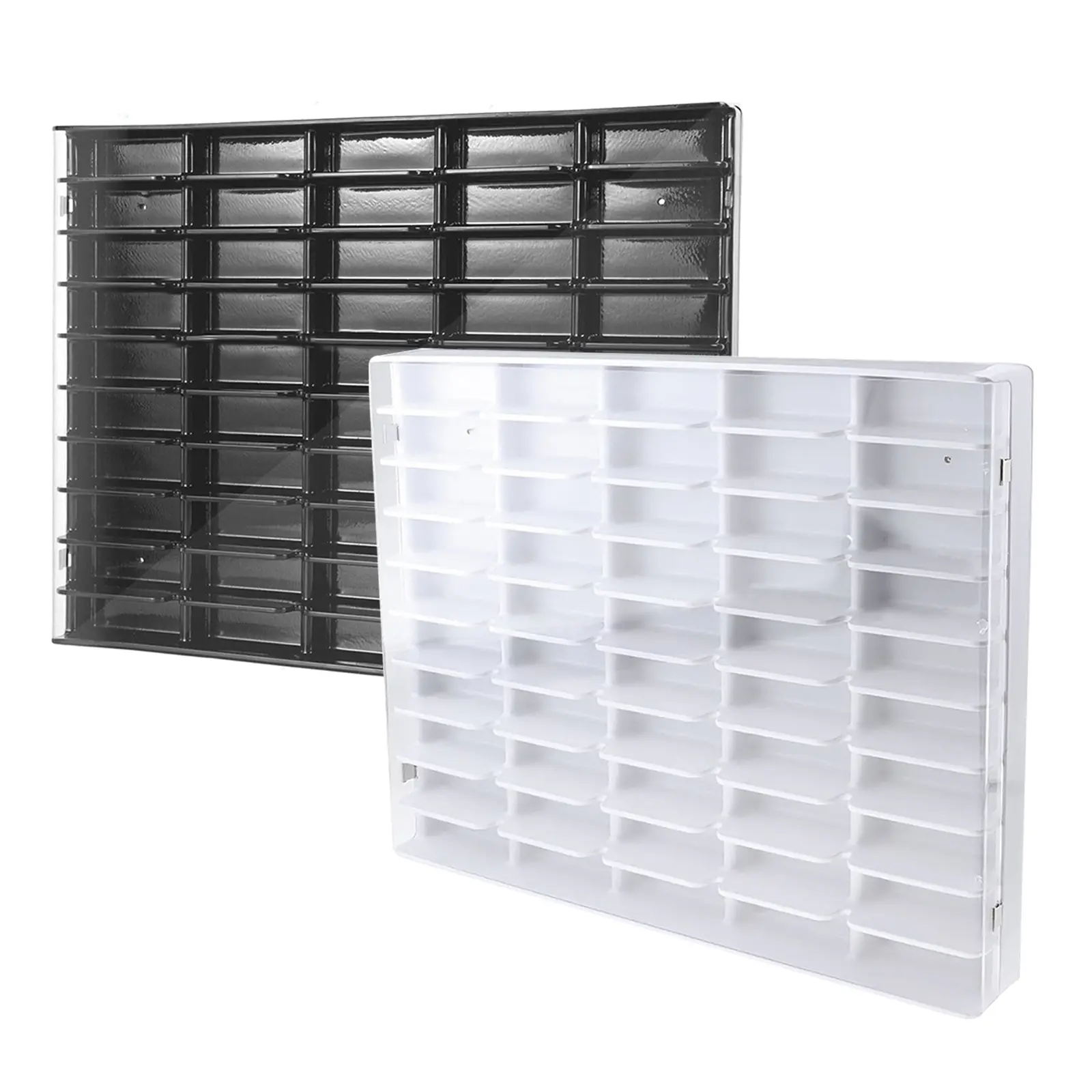 50-Grid Flush Wall Mount Plastic Display Case Organiser for 1/64 Scale Diecast Model Cars (Fits 50pcs Model Cars) - 50.5*39.9*5.5cm Acrylic Front, Magnetic Closure, Chipboard Stand, Wall-Saving Racks, Display Shelf, Easy-Install Home Storage Decor Gift