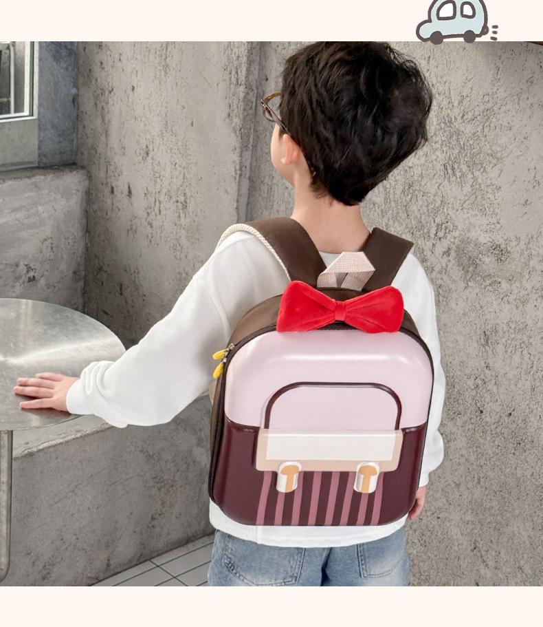 Kindergarten and primary school student backpack with sweet bow, lightweight eggshell double-shoulder bag for boys and girls, new trendy children's backpack