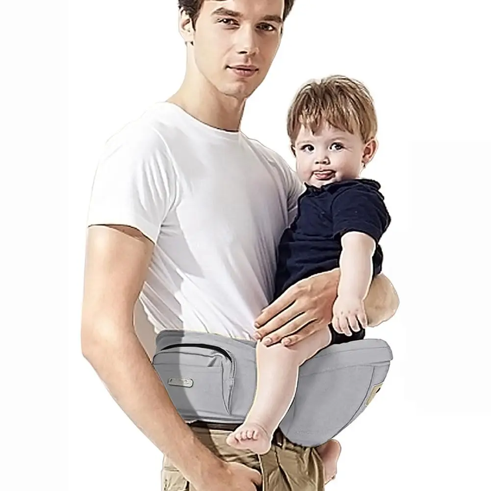 Baby Hip Seat Carrier with Pockets - Ergonomic Infant Waist Stool, Adjustable Belt, Multi-Safe Fabric, Anti-Slip, Lightweight for Newborns (Grey), Light Weight