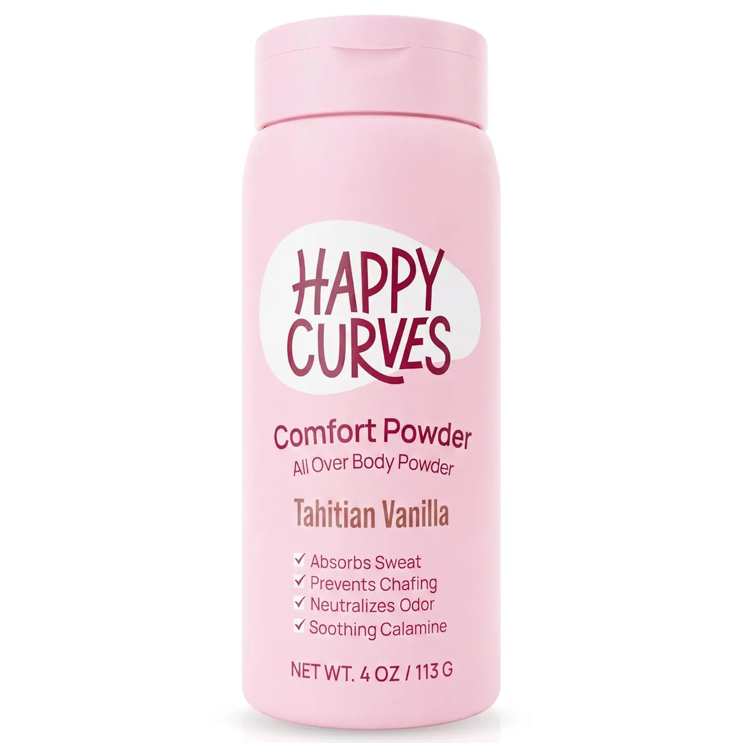 CURVES Comfort Powder: Talc Free Anti Chafe Body & Foot Dusting Powder Deodorant for Inner Thigh Chafing, Private Areas, and All Over Body for Women 4oz (Pack of 1), Tahitian Vanilla