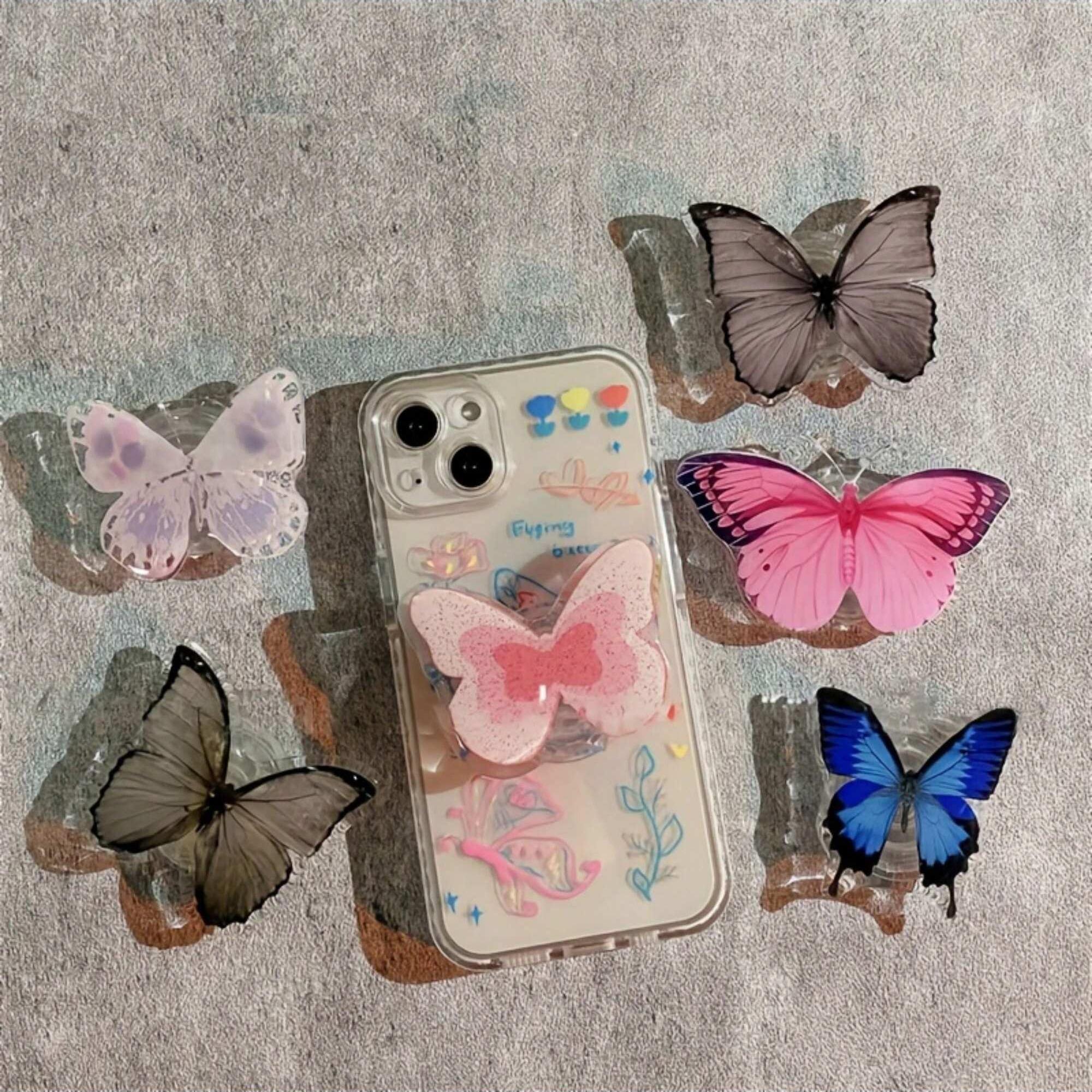 Butterfly Design Phone Holder, 1 Count 360° Rotatable Phone Stand with Handle, Phone Accessories for iPhone & Android Smartphone, Cell Phone Stand, Adjustable Phone Holder, Cellphone Stand, Universal Smartphone Holder, Cell Phone Holders
