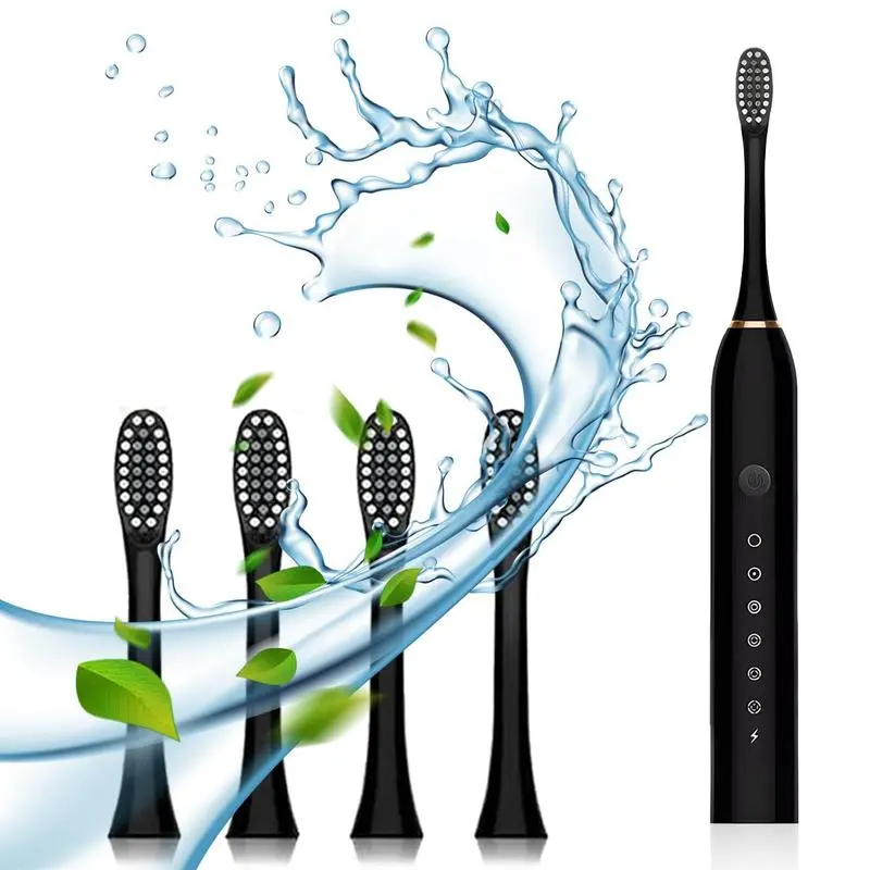 Electric Toothbrush with 4 Brush Heads, 6 Cleaning Modes, USB Rechargeable and Waterproof Sonic Toothbrush for Daily Oral Care