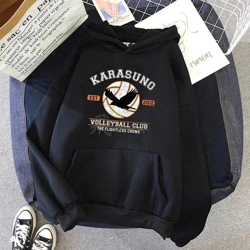 Karasuno Volleyball Club Hoodie - Unisex Casual Drawstring Hooded Pullover Tops, EST 2012 Graphic Front Print, Anime Fan Sports Outerwear