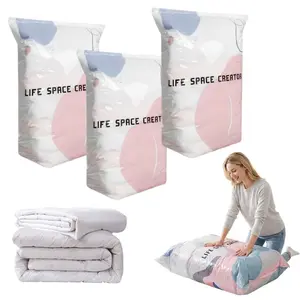 No Air Pump Needed Vacuum Storage Bags Press to Seal Reusable Heavy Duty Compression Bags Moisture Dust Resistant Multiple Sizes Mixed Pack For Off-Season Clothes Bedding Quilts Blankets Storage