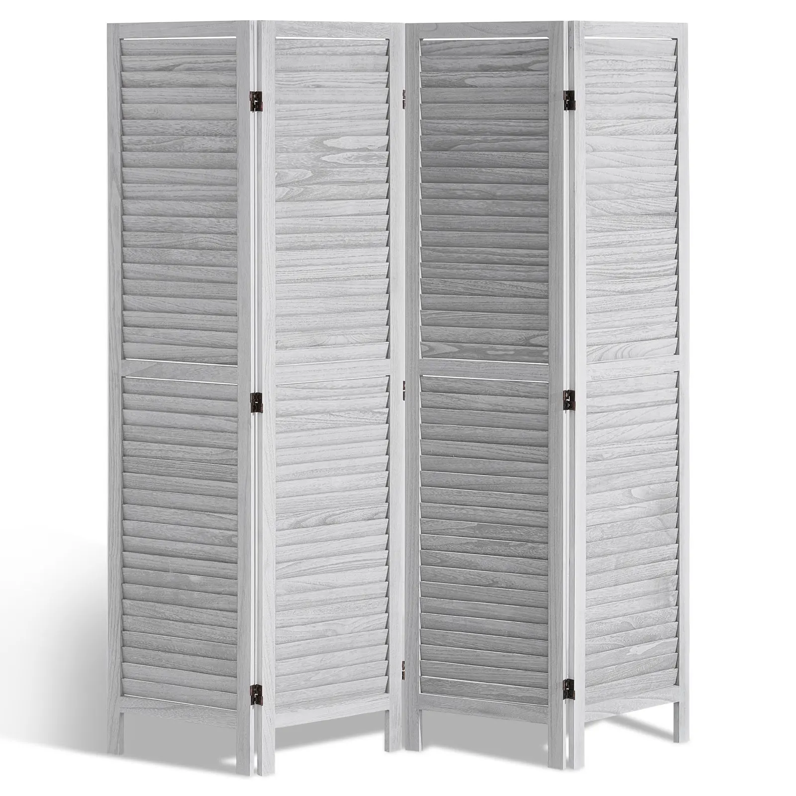 VEVOR Wood Room Divider, 4 Panel Folding Privacy Screen, 66.9 Inches Tall Indoor Wooden Partition, Portable Decoration Screen, for Room Separation, Home, Office, Restaurant Bedroom (Light Grey)