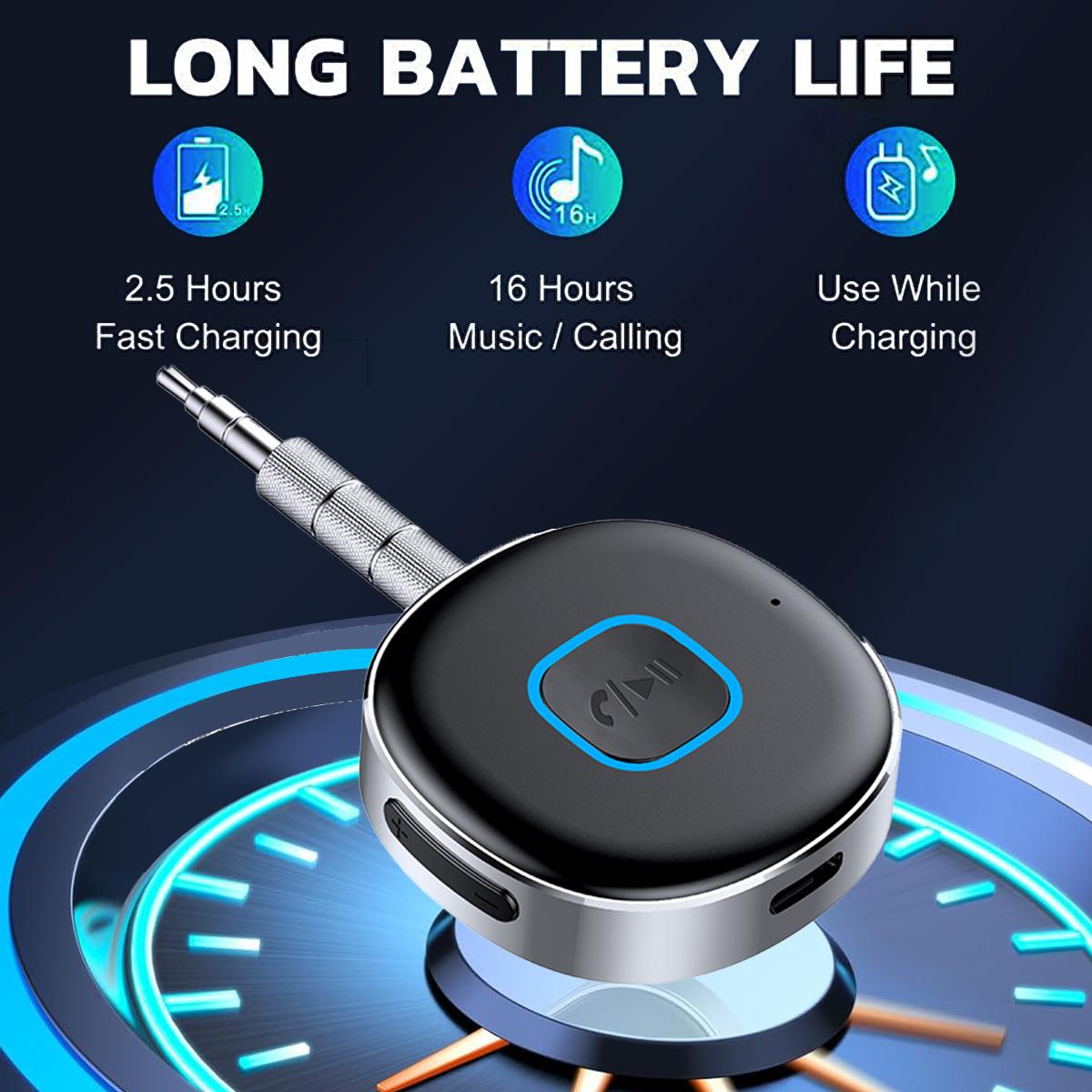 Car Bluetooth Receiver, Noise Cancelling 3.5mm Bluetooth Car Adapter, Wireless Audio Receiver for Home Stereo/Wired Headsets, Hands-Free Calling