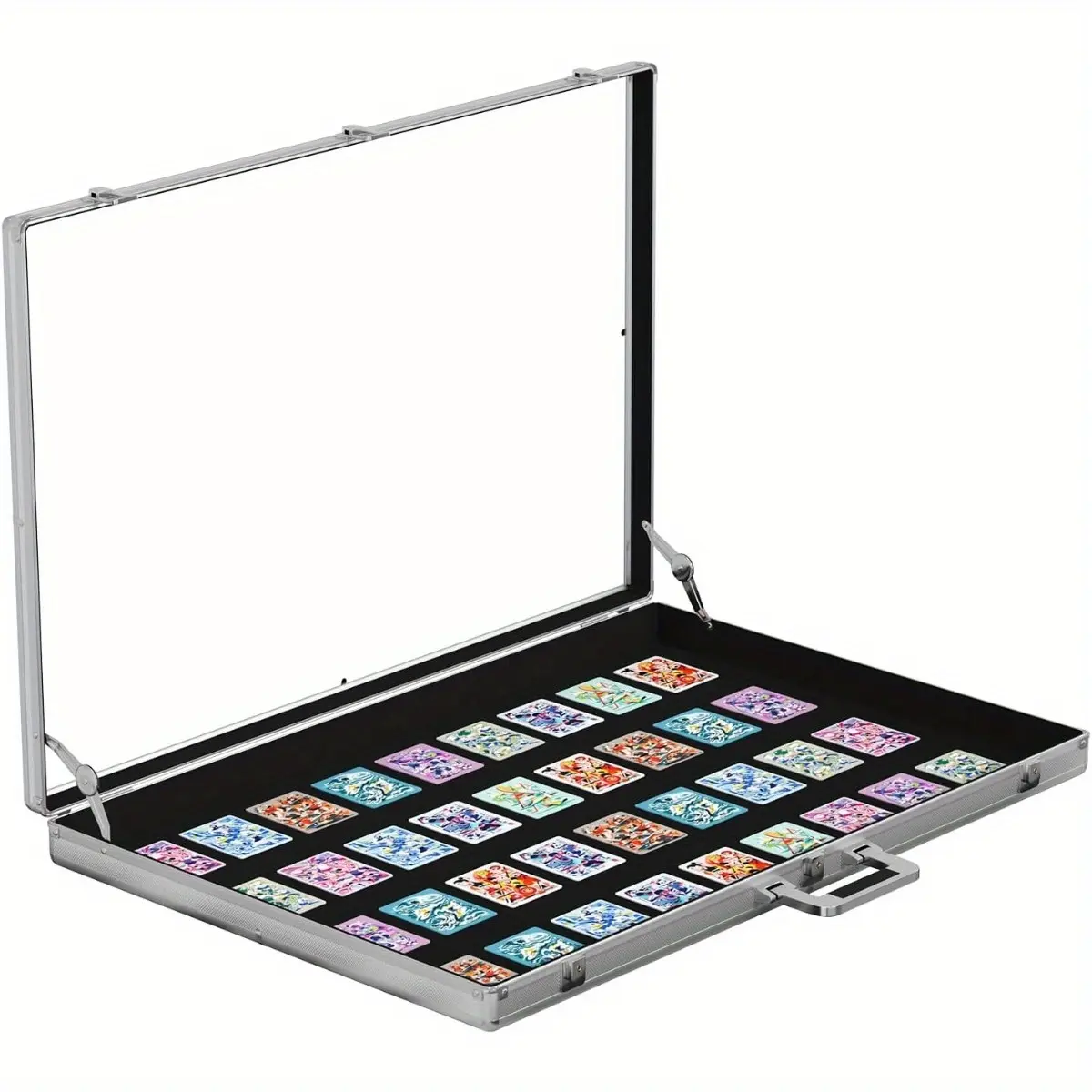Portable Trade Show Display Case, 34x22in Aluminum Alloy Card Show Display Case with Lock, Large Table Top Sports Card Display Case with Clear Acrylic Glass for Jewelry, Trading Card, Collectibles Shows