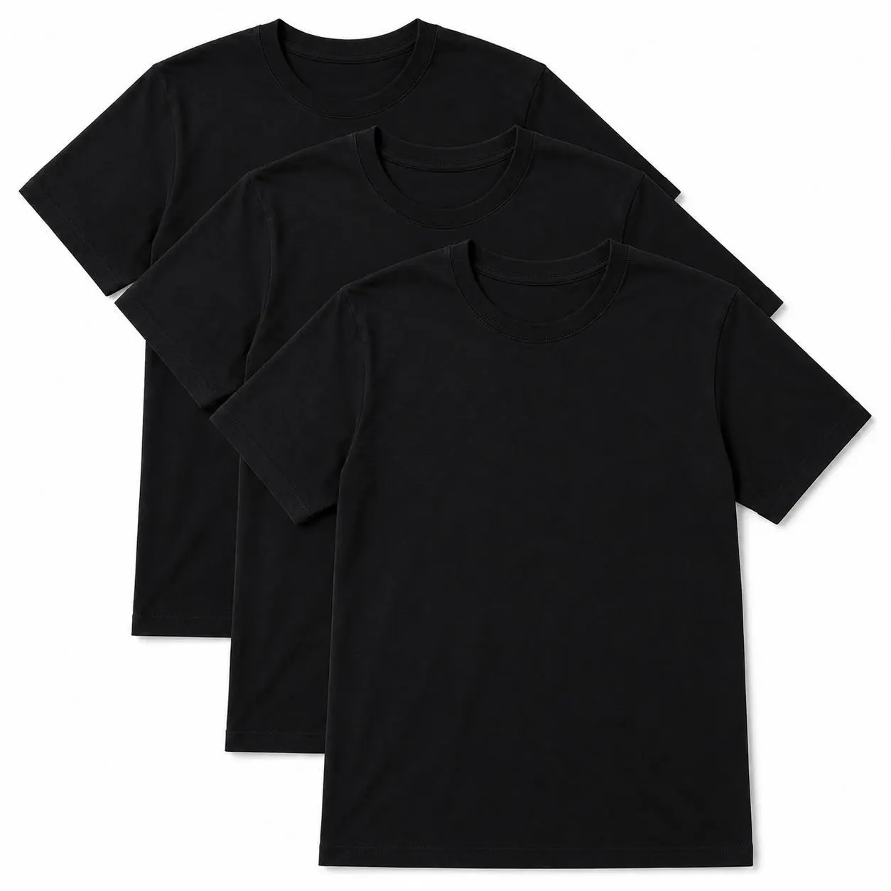 3 Pack Men’s Black T-Shirts | Oversized Blank Basic Tee Set | Unisex Heavy Cotton Everyday Streetwear Shirts casual top