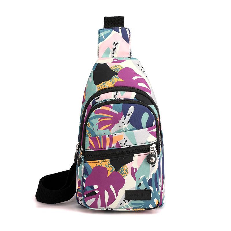 New Fashion Multi-layer Chest Bag for Women, Simple and Lightweight Korean Style Casual Travel Ladies Backpack, Versatile Printed Crossbody Bag
