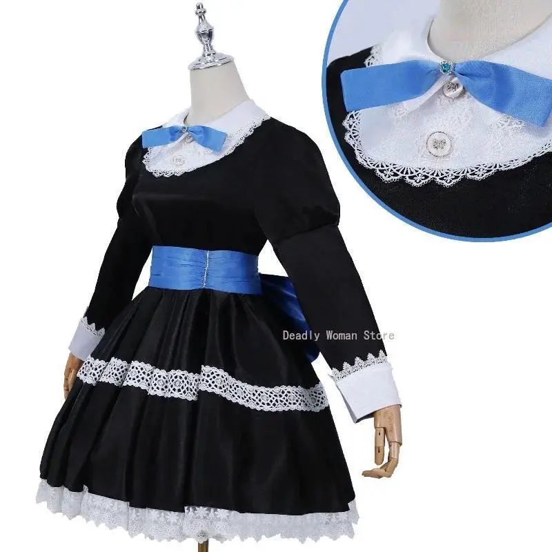In Stock S-2XL Stocking Anarchy Cosplay Panty & Stockingg Black Dress Uniform Long Blue Wig Halloween Party Outfits for Women